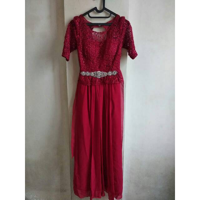 Gaun Pesta Wanita Dress Wanita Dress Pesta Panjang Warna Merah Shopee Indonesia