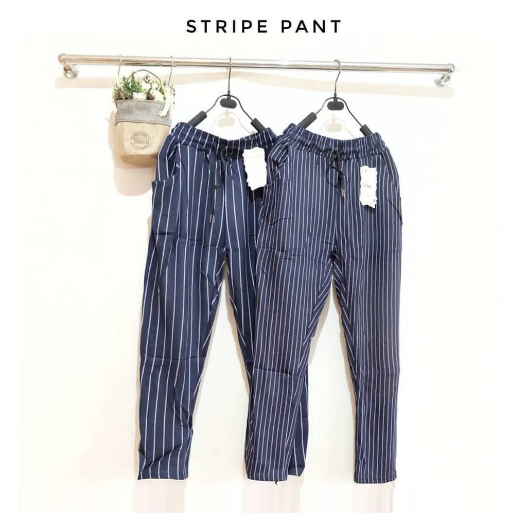 Stripe Pant Celana Suede Import  Wanita fit to XXXL 