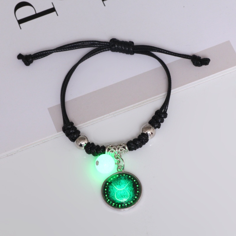 Gelang Tangan Pasangan / Pria / Wanita Desain 12 Zodiak Luminous Untuk Hadiah