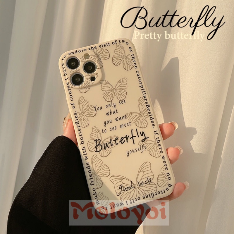 Case for Iphone 8 7 6 6S Plus Xr X Xs Max Iphone 13 12 11 Pro Max White Pretty Butterfly Soft Silicone Protective Cover