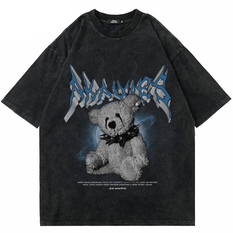 Kaos Oversize / Washed / T-Shirt / Bear