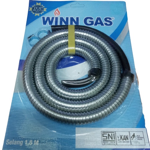 SELANG GAS WINN GAS 1,8M/SELANG FLEKSIBEL/Selang Metal Spiral SS LPG/Selang Gas Flexsibel/Selang Regulator Kompor Gas Lpg 1,8M Tabung/Selang Gas Winn Gas Flexible BERKUALITAS