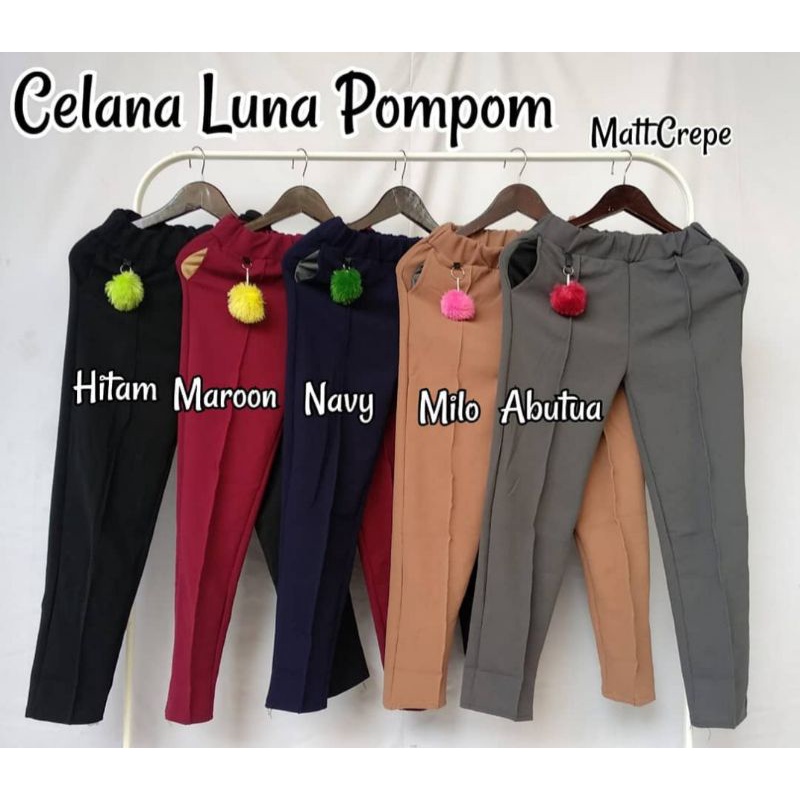 CELANA POM POM SCUBA••¶ Celana panjang wanita•Celana dewasa