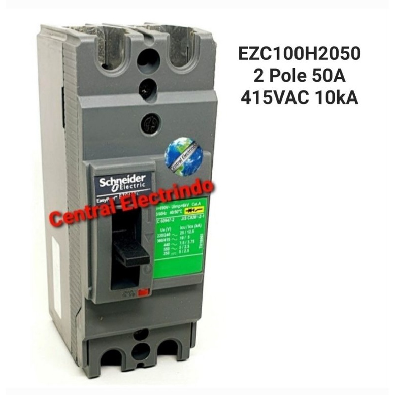 MCCB Schneider EZC100H 2Pole 10kA 415VAC.