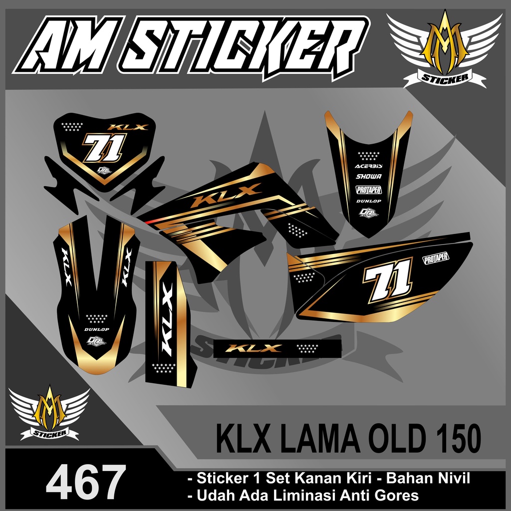 467 Decal Custom KLX LAma 150 Old - Dekal KLX Old Desain Racing Gold