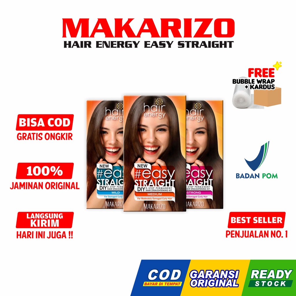 Makarizo Easy Straight Hair Energy Mild Medium Strong BPOM Original 120ml 80ml Pelurus