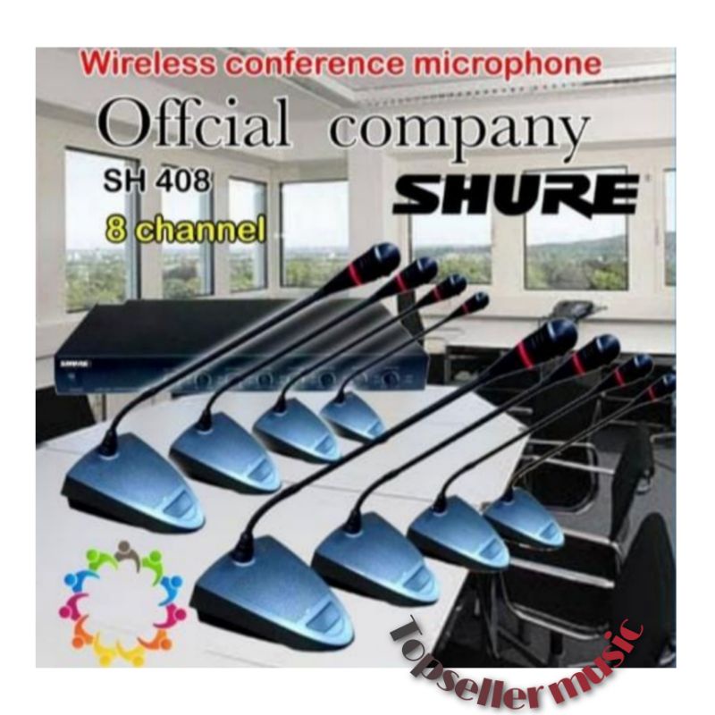 MIC WIRELESS SHURE CONFERENCE SH 408 MIC SHURE WIRELESS PODOUM SHURE 8MIC
