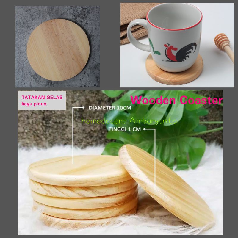 TATAKAN GELAS KAYU PINUS / WOODEN COASTER