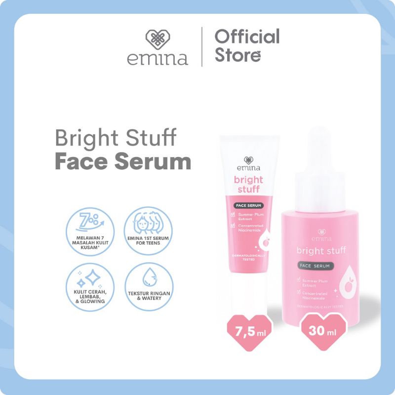 Emina Bright Stuff Face Serum 7.5ml &amp; 30ml | Serum Pencerah Wajah