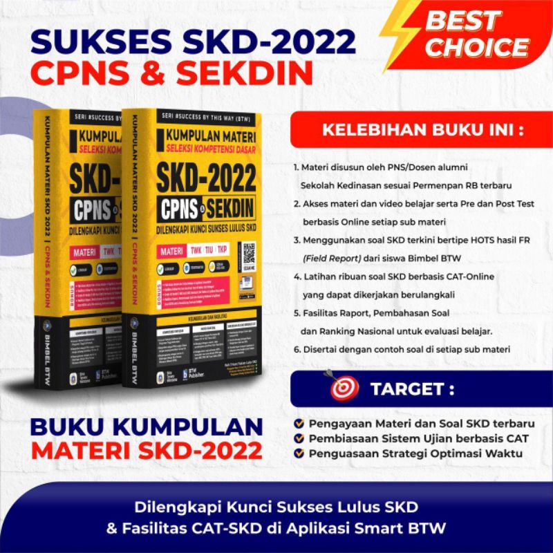 BTW PUBLISHER 2022 | BUKU KUMPULAN MATERI SKD-2022 CPNS & SEKDIN | BUKU CPNS DAN SEKDIN TERBAIK BERK