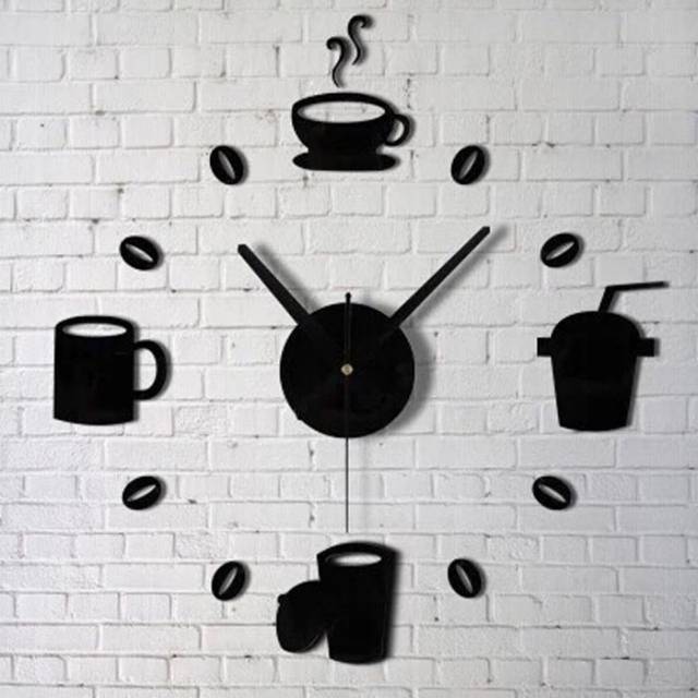 (MAINANKYU) Jam Dinding Unik Motif Kopi 3D DIY Wall Clock Coffee Besar Diameter 30-50cm