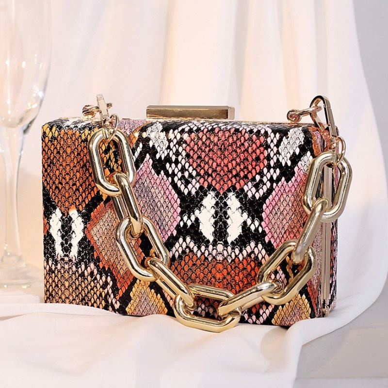 GI 12105 RISCE TAS CLUTCH PESTA MOTIF KULIT ULAR IMPORT WANITA CEWEK PEREMPUAN JAKARTA BATAM MEWAH ELEGANT JT