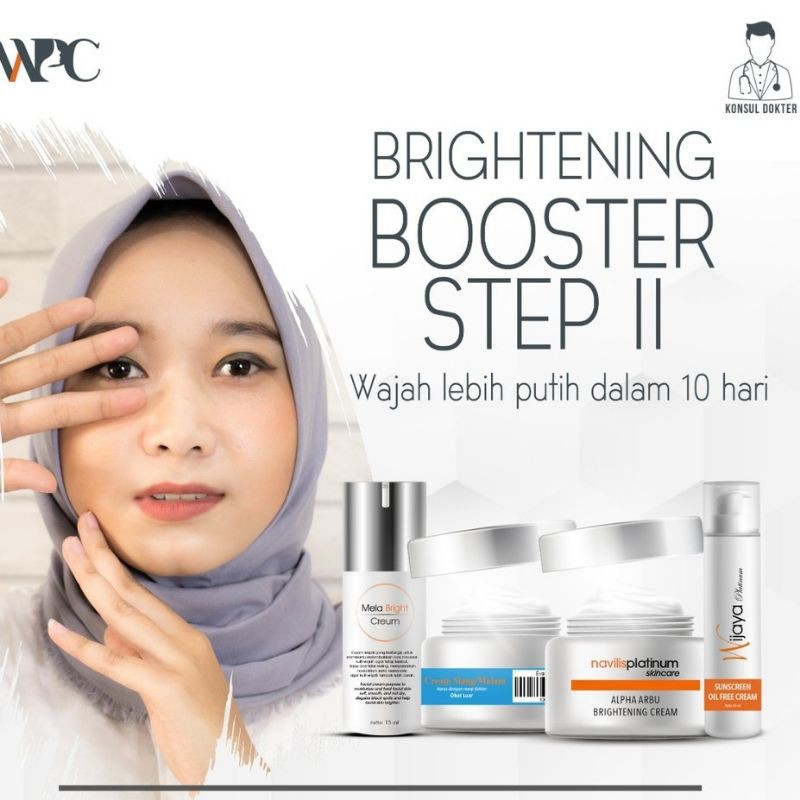 1 Paket Brightening booster step 2 (isi 4), wijaya platinum skincare