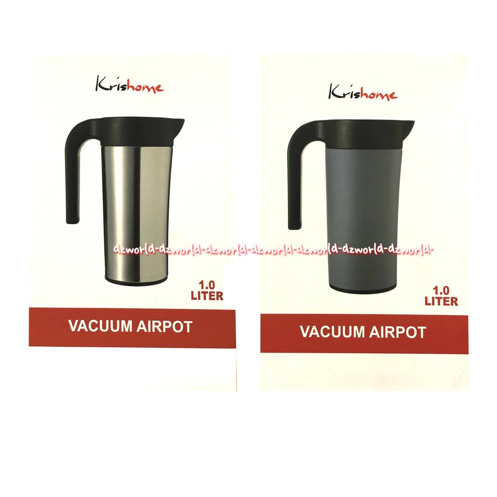 Krishome Vacuum Airport 1L Big Handle Grey Teko Cerek Tempat Air Tahan Panas 12jam Grey Abu Abu