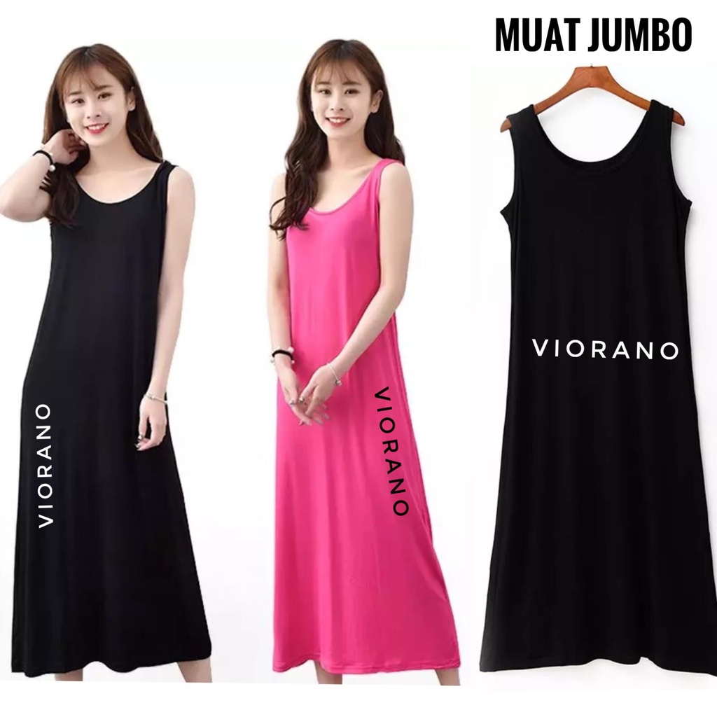 Singlet Terusan Wanita Longdress Panjang Muat Besar XXL Inner Kaos Oblong Untuk Dalaman Gamis / Manset Dalaman Panjang Dress Adem Tanpa Lengan