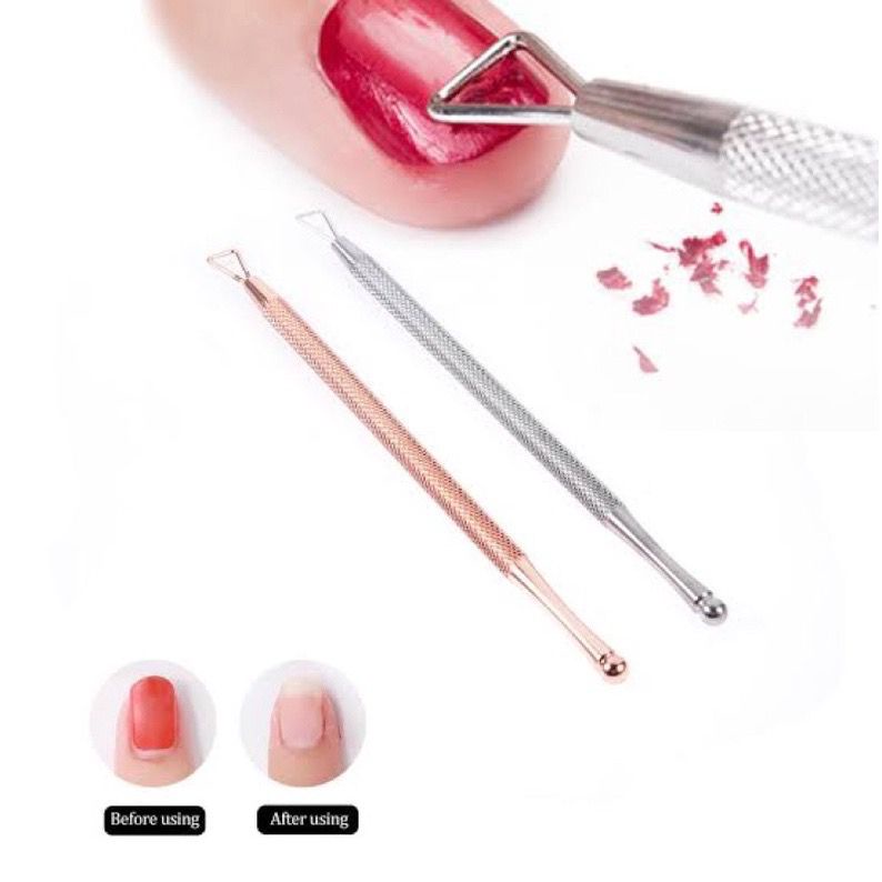 PEMBERSIH KUTEK / NAIL REMOVER STAINLESS STEEL STICK / STIK TONGKAT PEMBERSIH / REMOVE KUTEK GEL CUTICLE PUSHER GEL POLISH