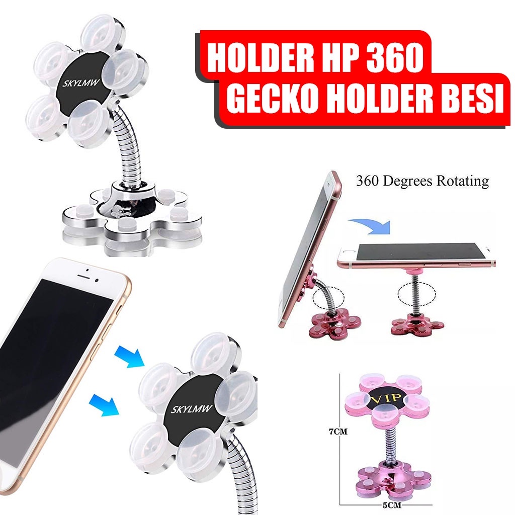 Gecko Car Holder Bunga Holder Gurita Besi Bentuk Bunga Holder HP Bentuk Bunga LUCU  - Flower Stand Phone Holder 360 Degree Stick RIng Flexible - Holder Hp Universal