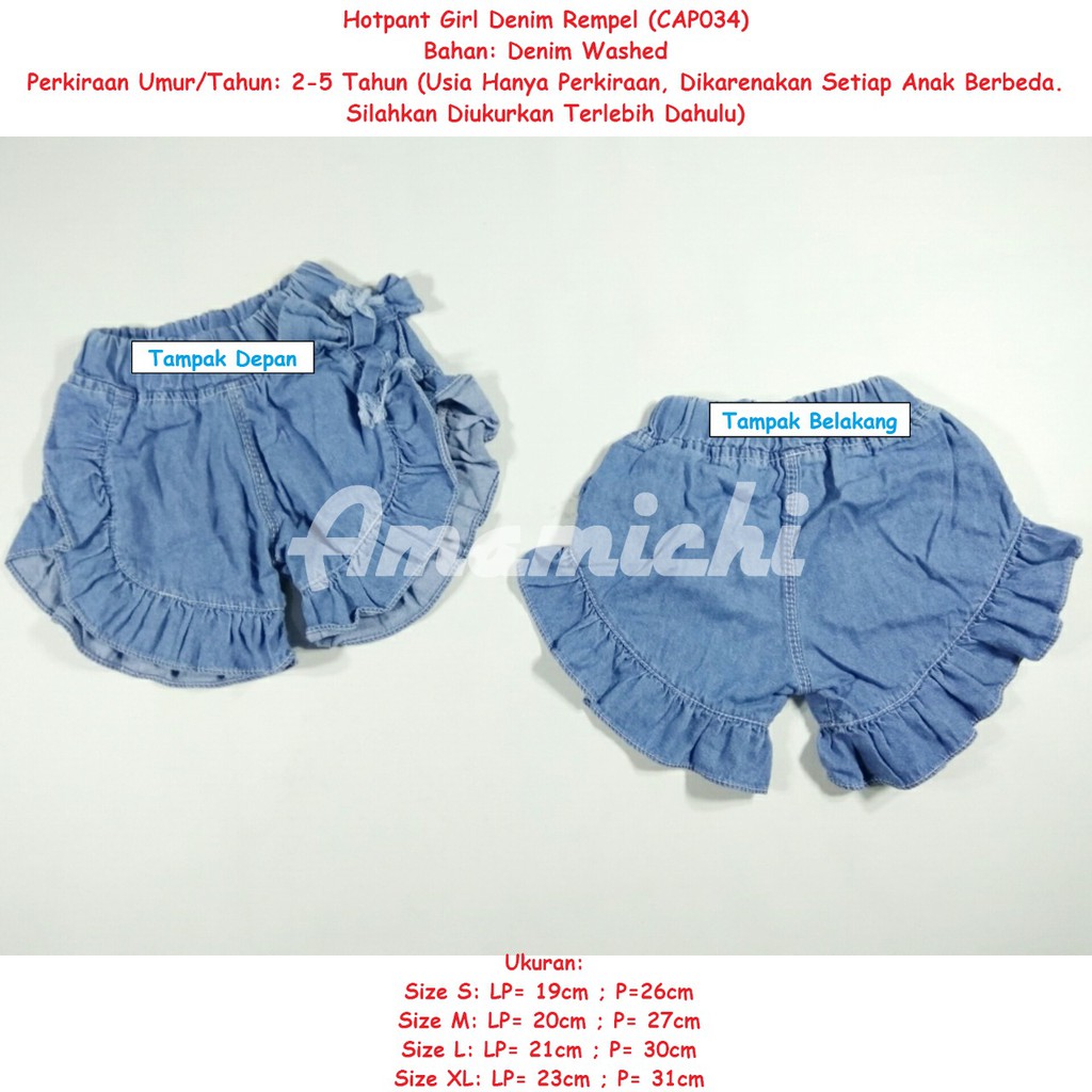  Celana  Pendek Anak Perempuan Hotpant Girl Denim Rempel  