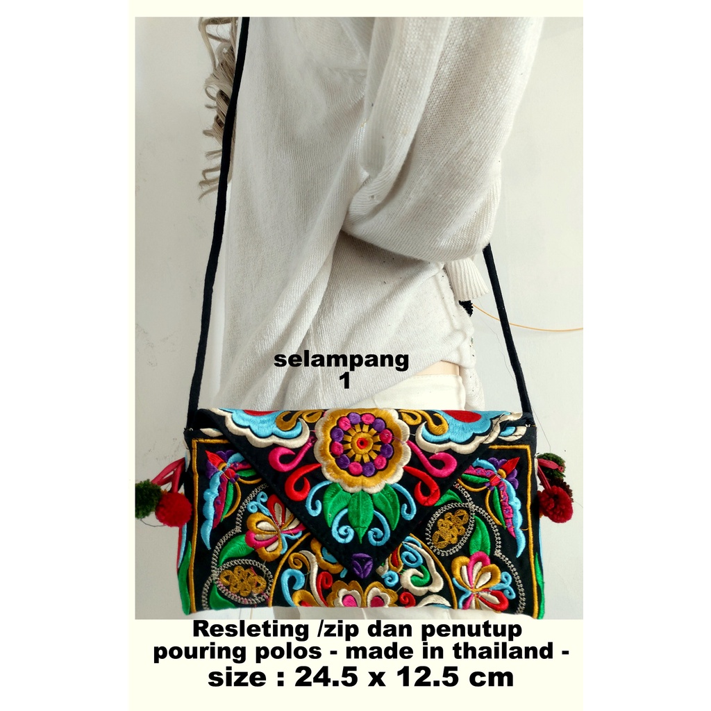 tas bordiran import/tas thailand/tas slempang/tas etnik/clutch/tas pingang/dompet/tote bag/top handl