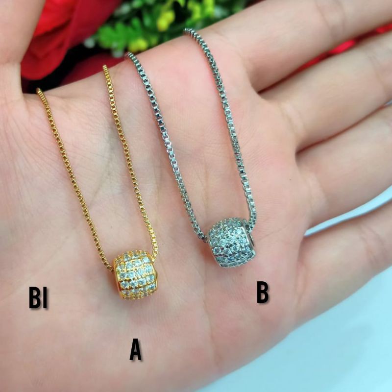 Fourfashion Kalung Liontin Dewasa Permata Bulat PD050