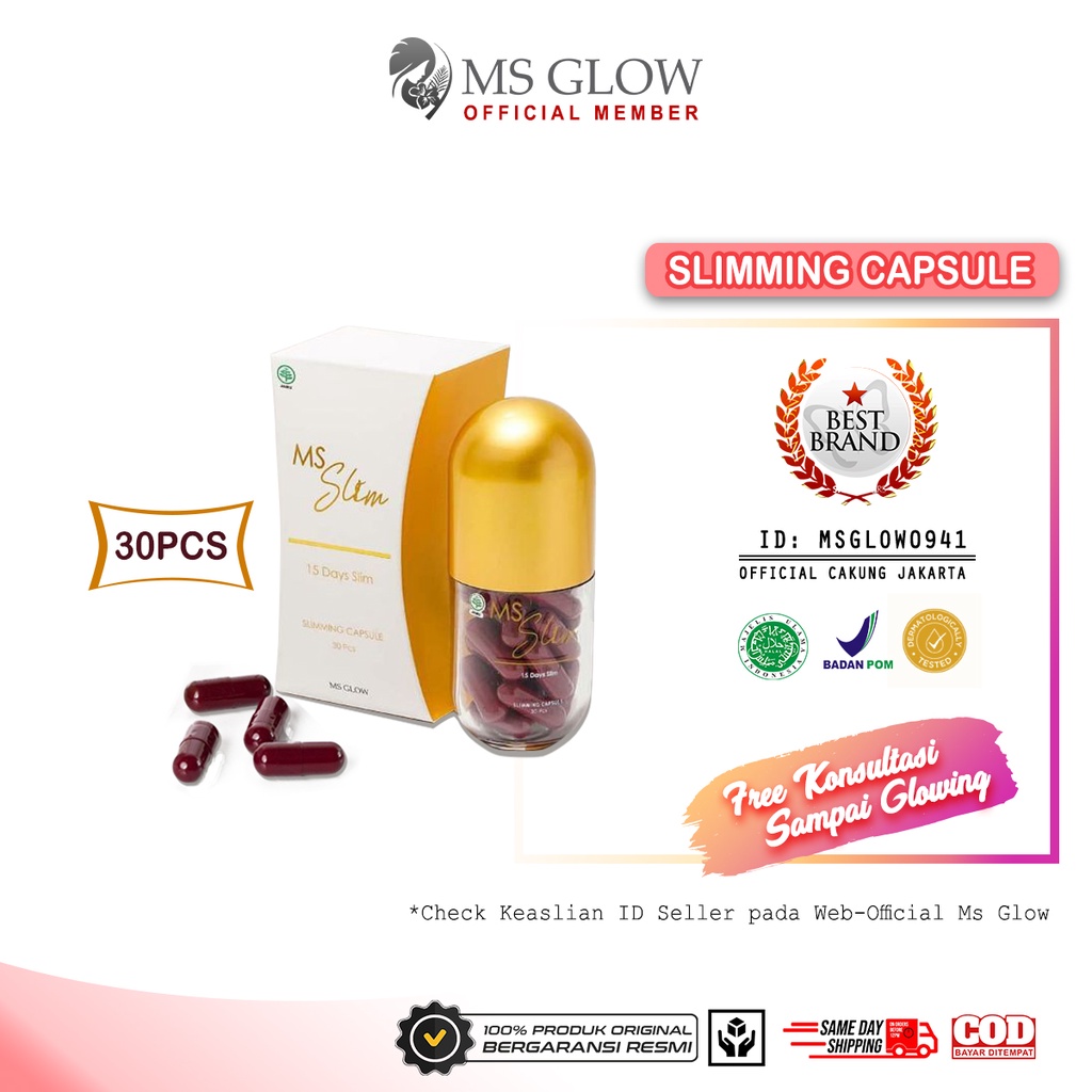Slimming Capsule Kapsul Pelangsing Halal BPOM Ms Glow Beauty Obat Diet Alami