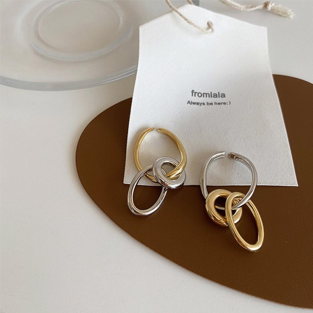 Agustinina Klip Anting Hoop Earring Perhiasan Wanita Fashion Kepribadian Bergaya Anting Lingkaran Logam