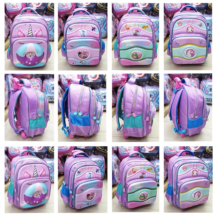 PROMO TAS TROLI DORONG ANAK PEREMPUAN TROLLEY SEKOLAH SD GAMBAR KARTUN KUDA PONY SUN TIMBUL 4RESLETING dan 3RESLETING  ( Pilihan Varian Sun Love Odet Sugar Dino Gogo Cetar Dino Sweet Laila )