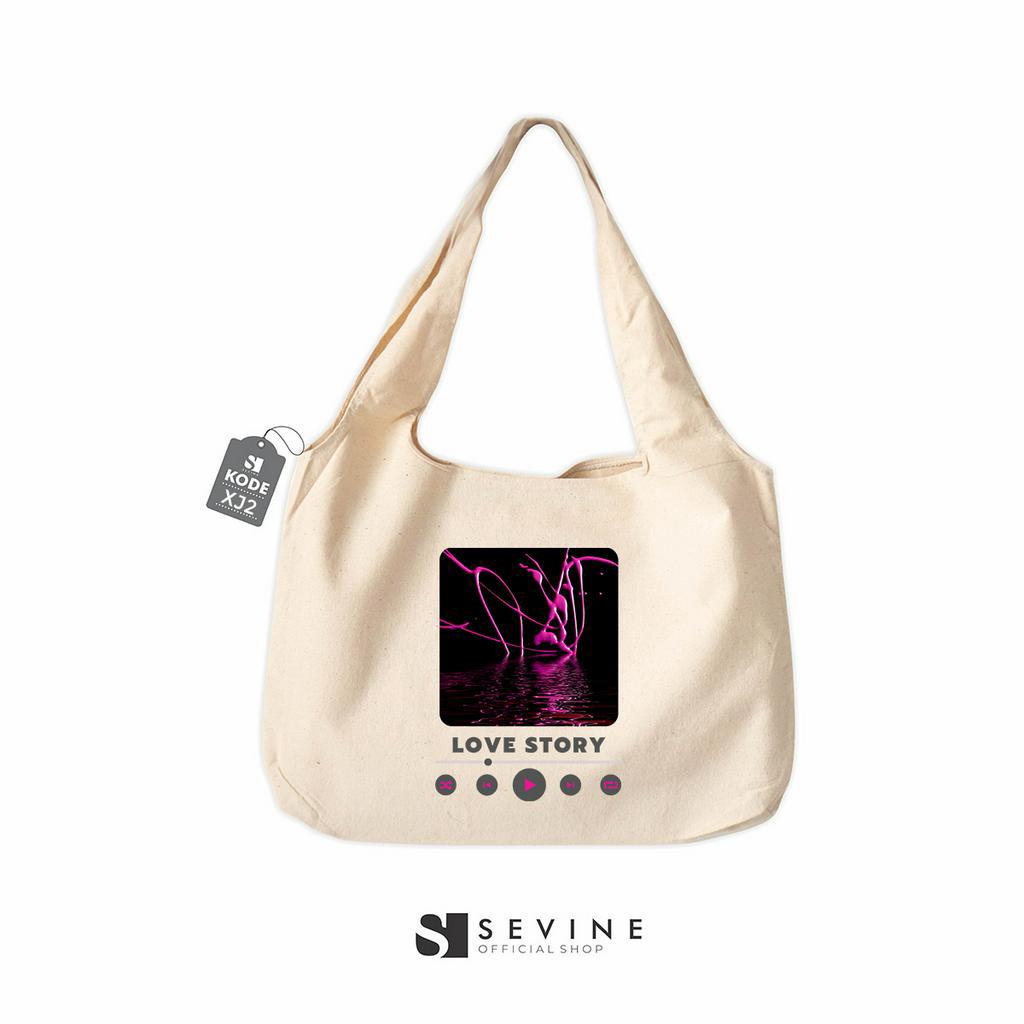 Sevine Tote Bag Kanvas Bonnie Tas Aesthetic Wanita Kuliah Fashion Laptop Sekolah Totebag Vintage Series - XJ