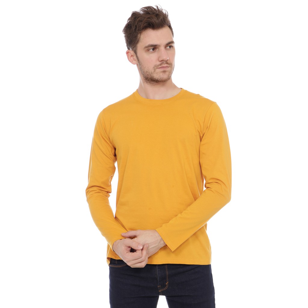 Kaos Polos | Kaos Panjang | Kaos Kuning Mustard | Daily Basic Mustard Long Sleeve