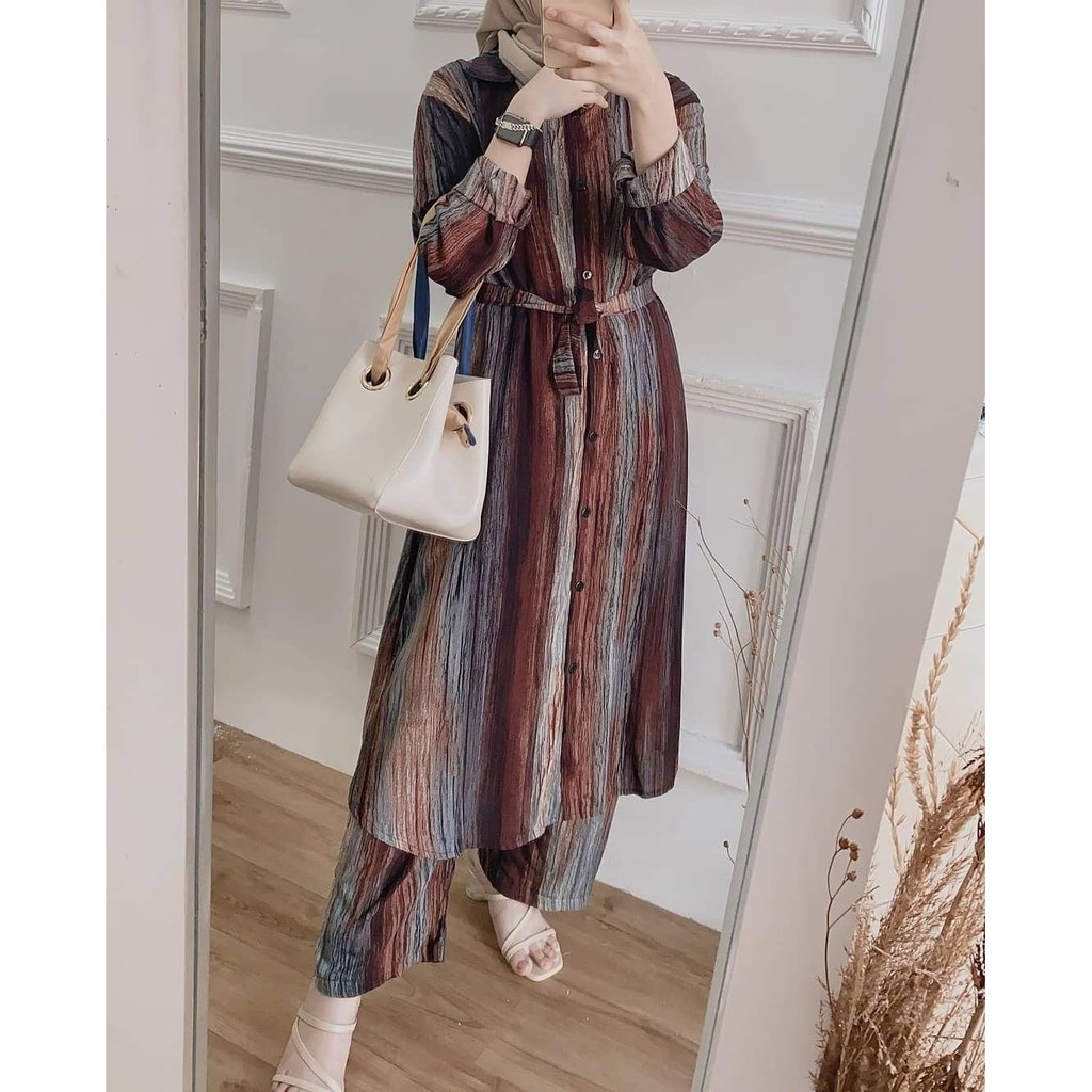 TRIPY ONE SET PREMIUM SETELAN SET TUNIK TEMORA ONE SET RAYON PREMIUM