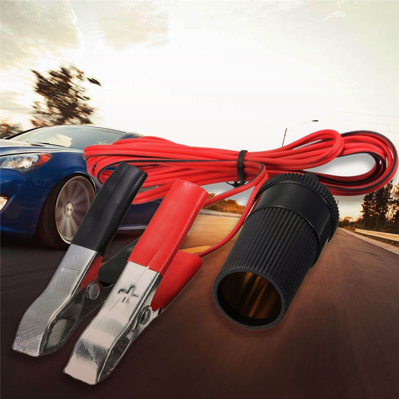 Car Lighter FEMALE + 1M Kabel + Jepitan Buaya Aki FL-58+ Siap Pakai Capit Aki Soket Socket Arus LIst