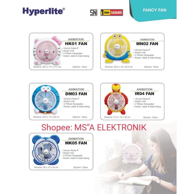 Kipas karakter Arashi Hyperlite Hello Kitty/ Doraemon/  Minion/ iron man