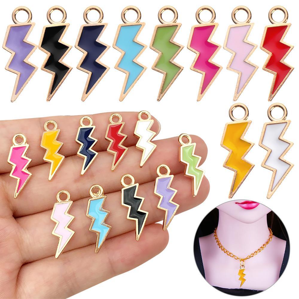 Solighter 10PCS Liontin Petir Hadiah Gelang Anting DIY Aksesoris Enamel Charms