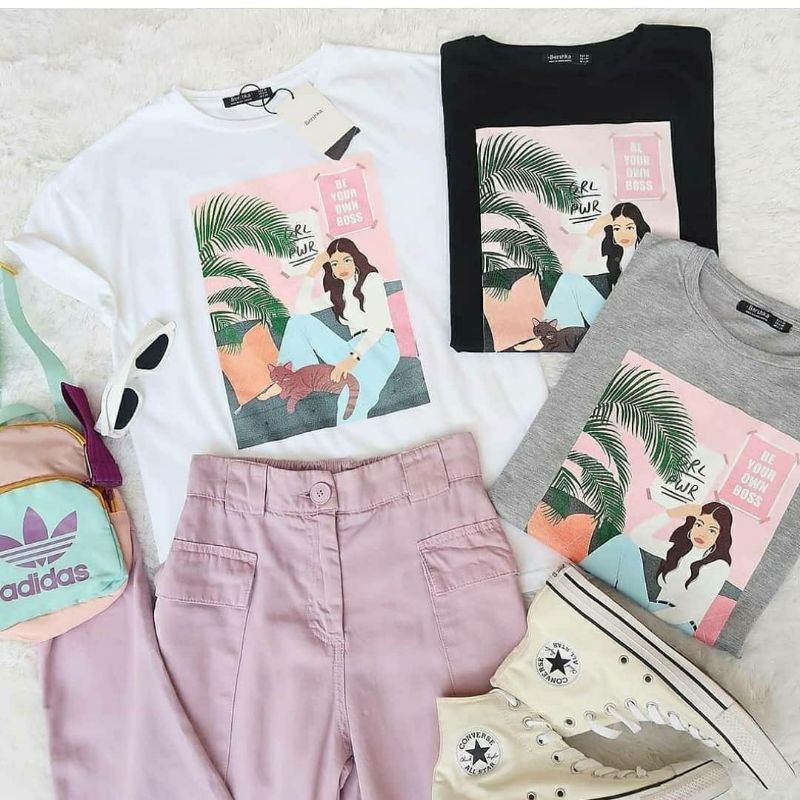 BAJU KAOS TANGAN LENGAN PENDEK TSHIRT KATUN MURAH FASHION WAnITA GIRL OTD HITS