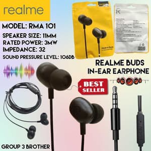 Earphone Realme Buds In-Ear c1 c2 c3 c11 c15 Headphone + Mic audio jack headset-1