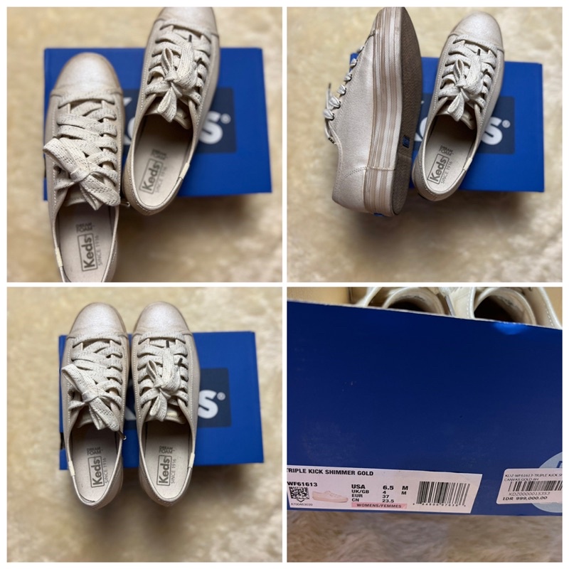 Sepatu Wanita / Sepatu Original / Sepatu Keds Triple Kick Shimmer Canvas Gold