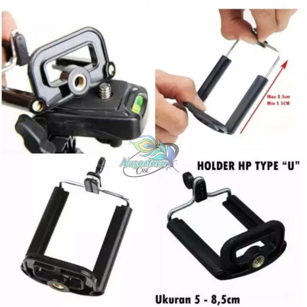 RT39 DUDUKAN HOLDER TARIK U TRIPOD MEDIUM JEPIT CLAMP BRACKET HANDPHONE HP UNIVERSAL NC7735