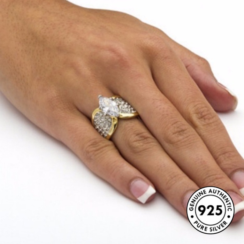 Cincin Berlian Bahan S925 Silver Plated