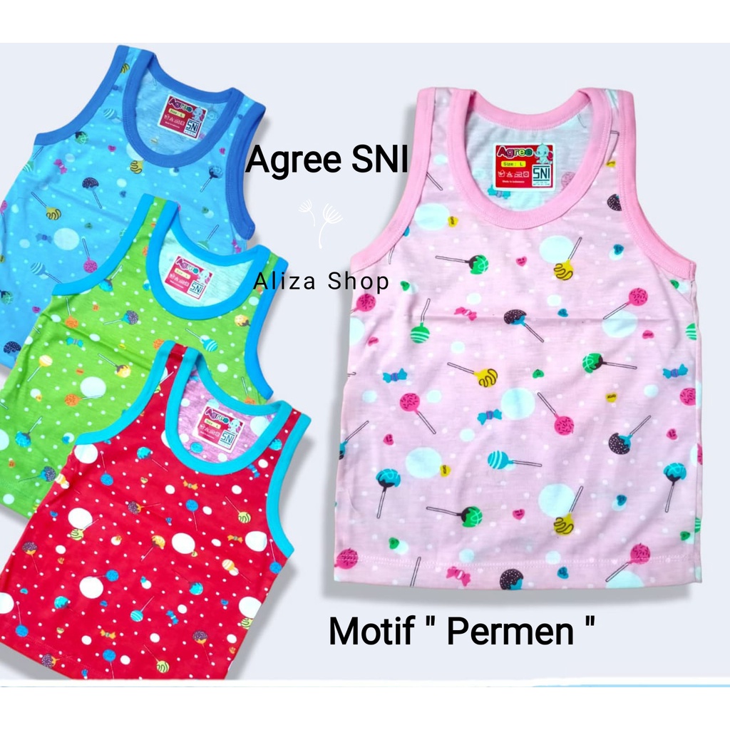 Singlet Anak Motif Bahan Katun SNI Merk Agree Kids  0 - 2th Kaos Dalam Adem