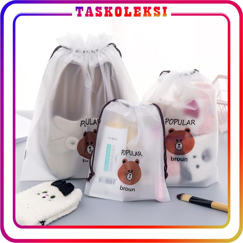  TK  R080 Tas  Kosmetik Line Transparan  MakeUp Pouch Anak 