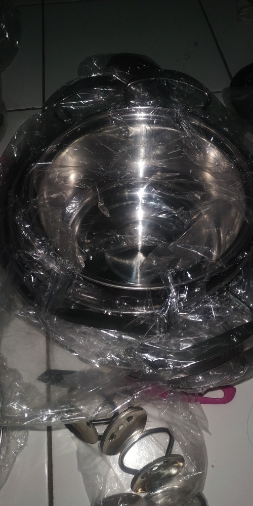 Panci Kukusan 1 Set High Pot 5 Pcs Steamer Stainless Steel Tutup Kaca