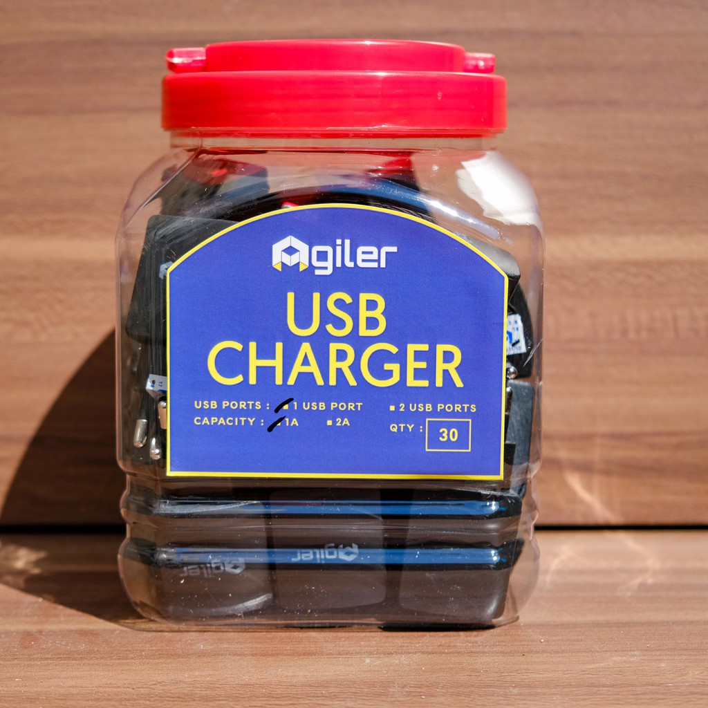 adaptor charger agiler 2 port hitam