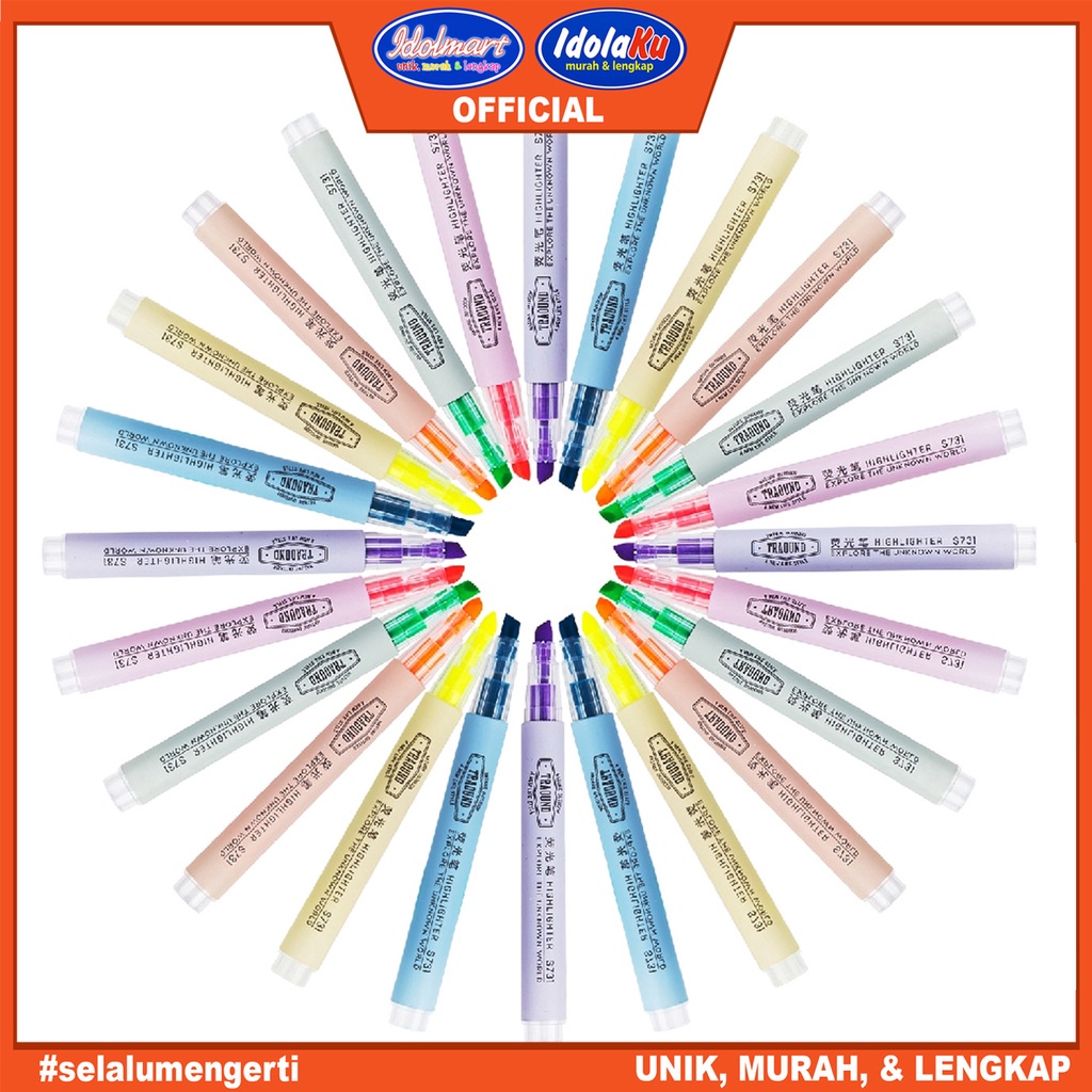 IDOLAKU Deli Highlighter 6-Warna Candy S731 / Kuning / pcs