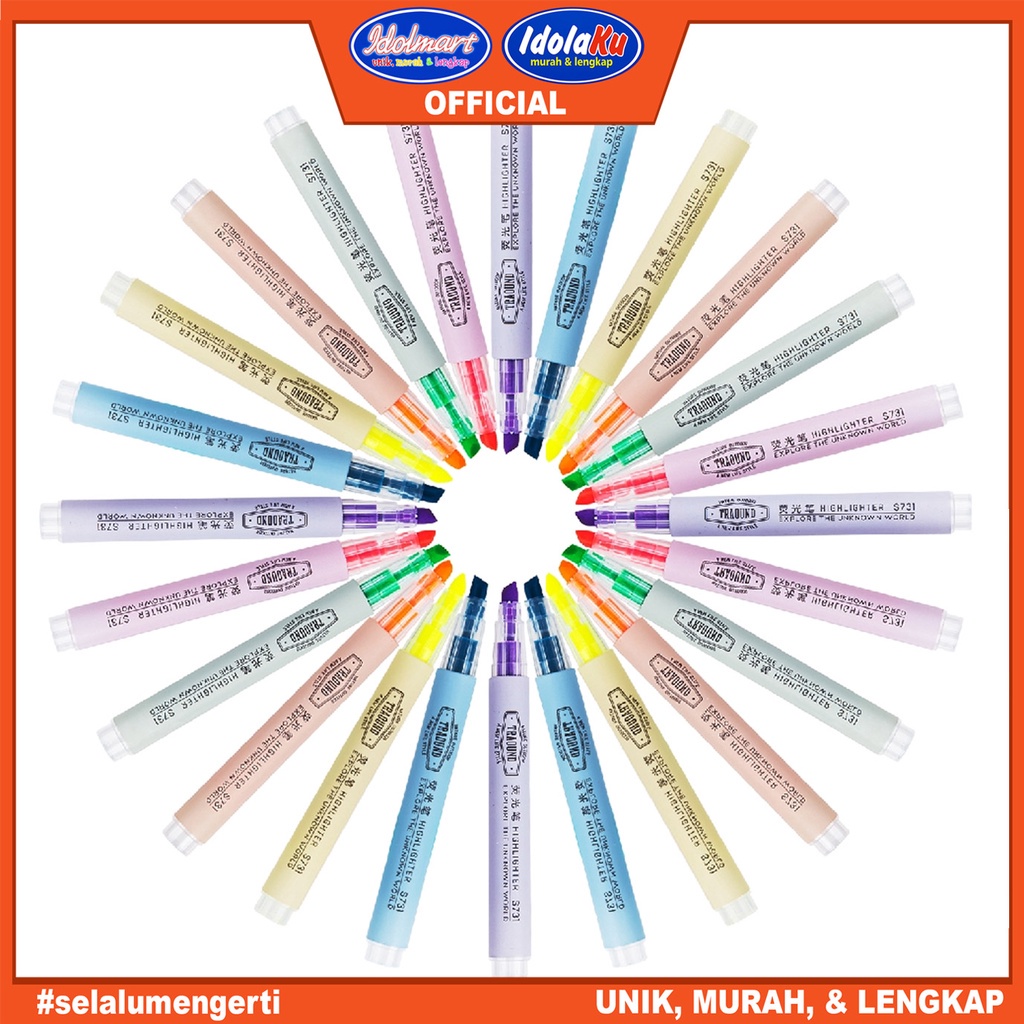 IDOLMART Deli Highlighter 6-Warna Candy S731 / Hijau / pcs Deli Surabaya