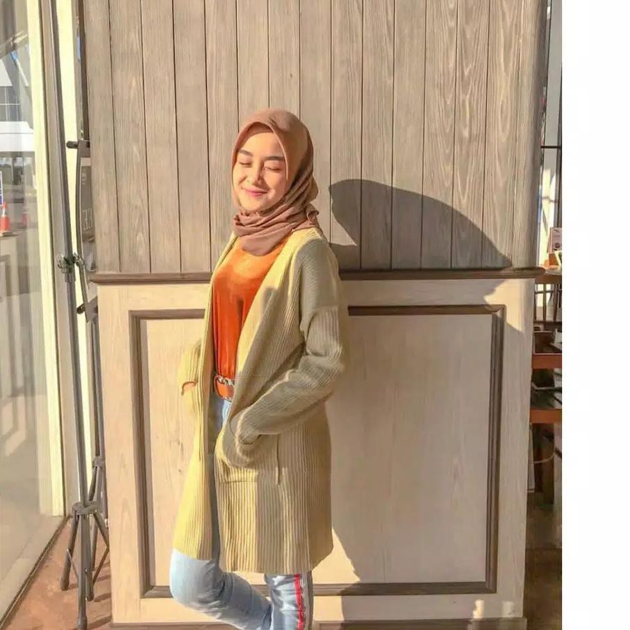 PROMO !! VEGGA CARDI - Cardigan Long Belle Outer Oversize-Mocca