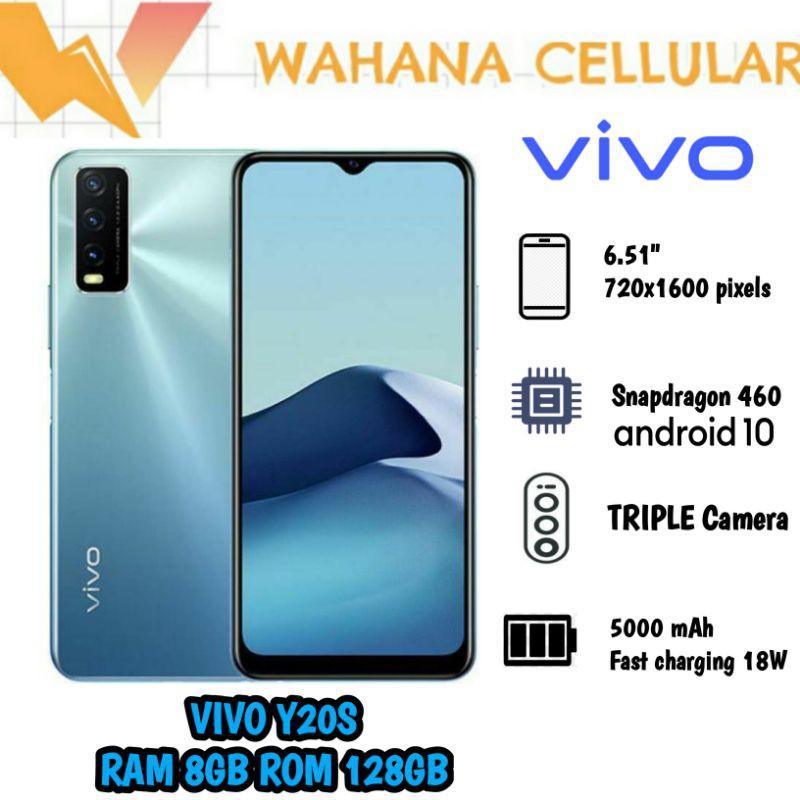HP VIVO Y20 S 8/128 GB - Y 20 S RAM 8GB INTERN128GB GARANSI RESMI - VIVO Y20 S RAM 8/128GB GRS RESMI