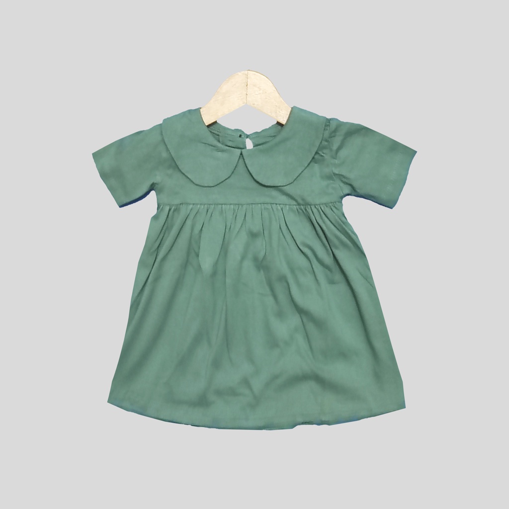 Petitemauree Collar Dress Anak Bayi 6-24 Bulan-cd-Mineral Green