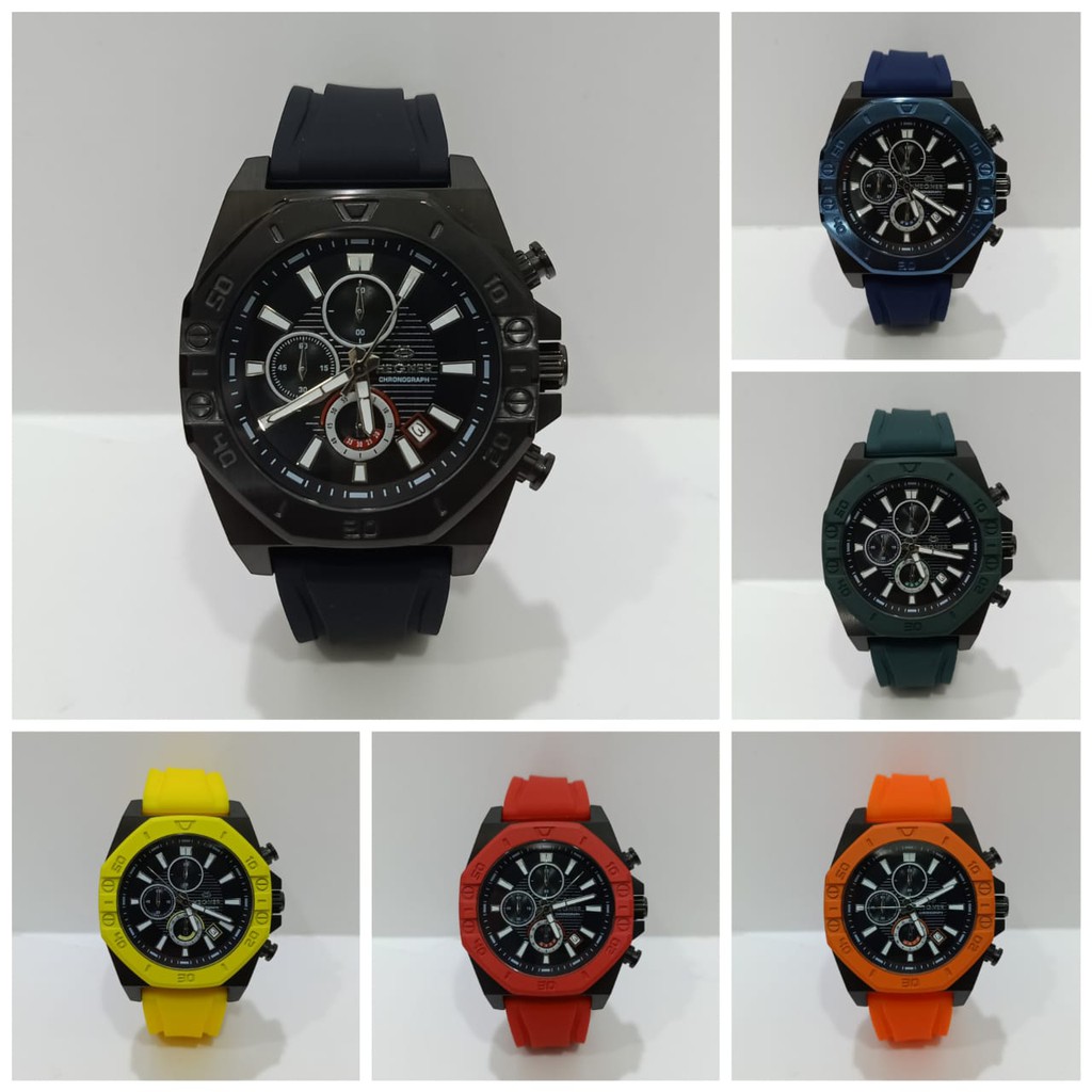 Jam Pria Hegner H-1670-G3 H 1670 G3 Rubber Strap Original Garansi Resmi
