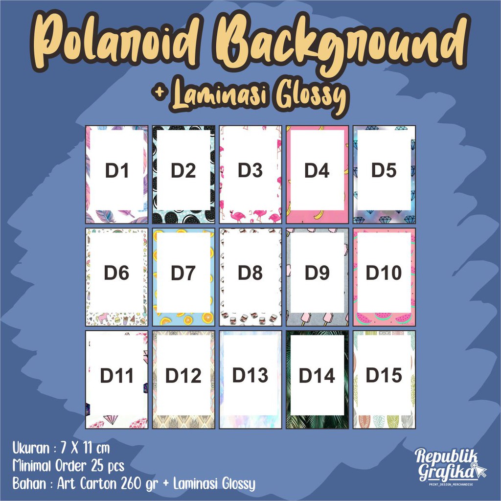 POLAROID BACKGROUND + LAMINASI GLOSSY - BAHAN AC 260