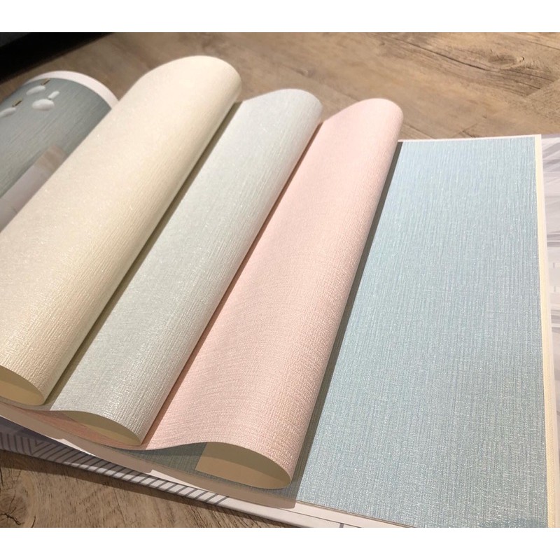 Wallpaper Dinding Korea Polos Tekstur Putih Biru Pink Biru Pastel